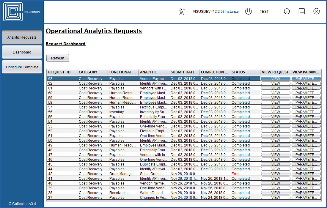 Operational Analytics Request